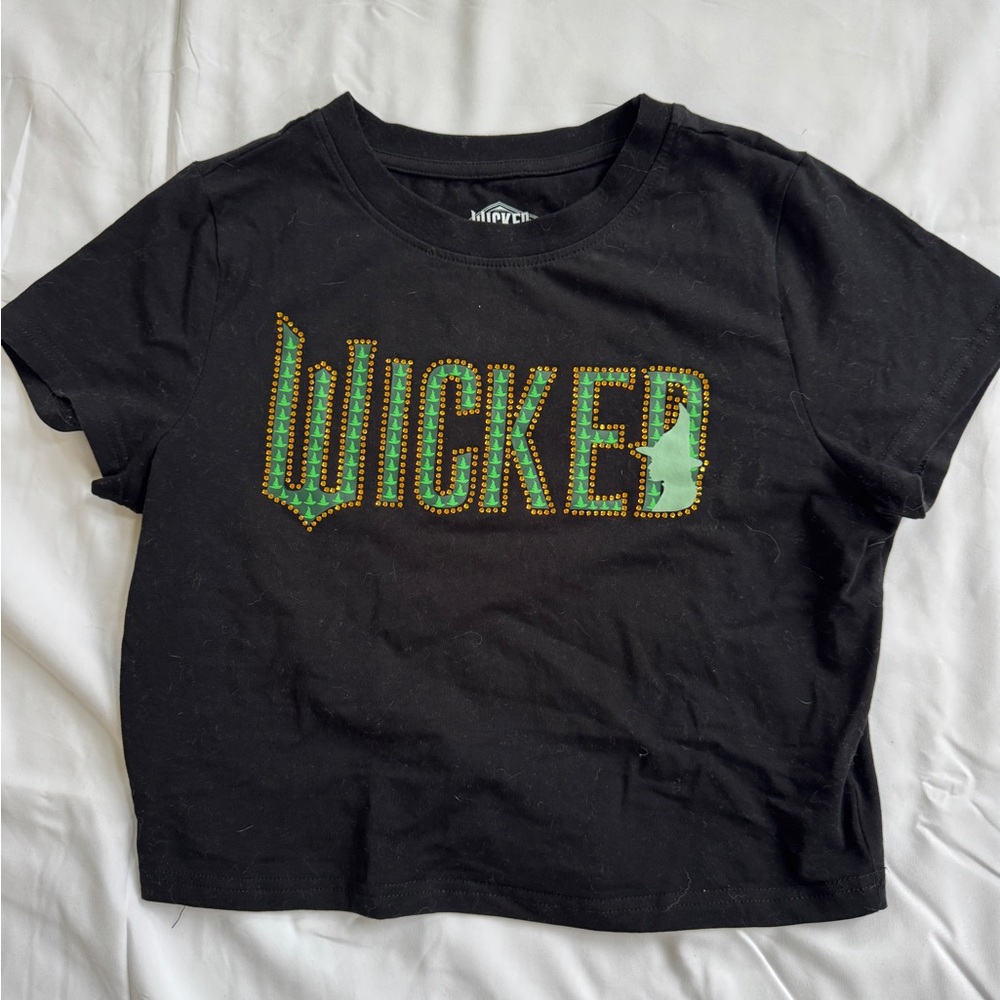 Wicked Black crop Tee with crystal embellishment